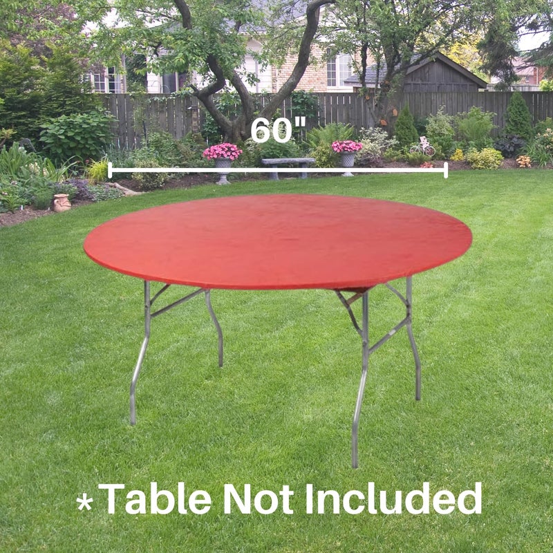 Kwik-Covers 60" Round Fitted Plastic Table Covers, Bundle of 5 (Red) - Image 4